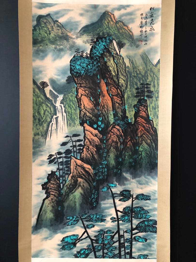 中国絵画 掛け軸 花鳥図 アート 中堂 紙本 手描き 壁掛け インテリア