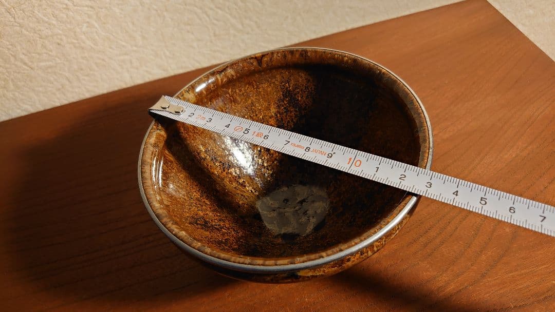 天目茶碗 銀縁 抹茶碗 茶道具 お碗 飴釉 李朝 古玩 アンティーク陶器 1