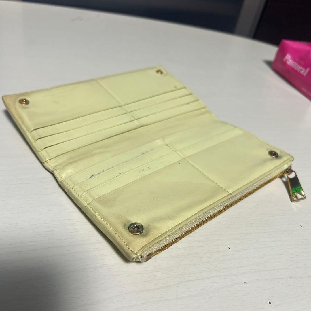 リ*コ様 ヴォッテガヴェネタイエローライムイエロー長財布中古カード入れか小銭入れ