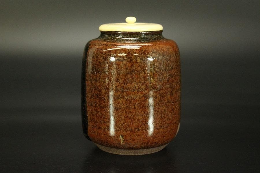 茶道具 彷古 中興名物 橋姫茶入 花兎裂 仕服 良蓋共箱小堀遠州(RC938)