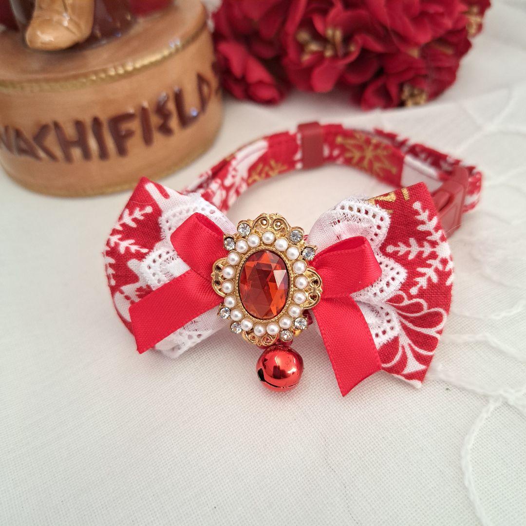 ぶんちゃん様専用、クリスマスリボン(赤⑥)わんちゃん猫ちゃん用首輪