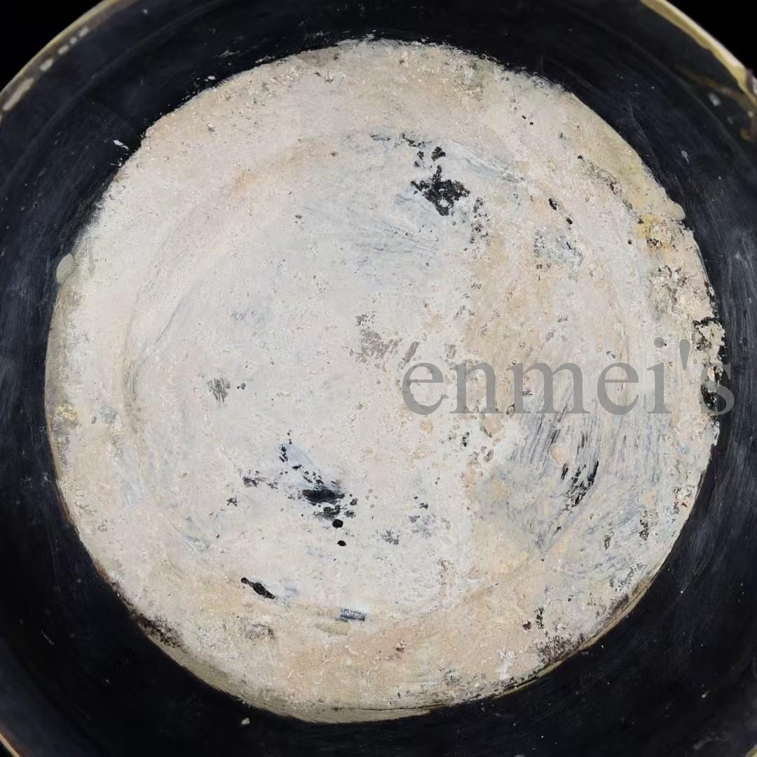 中国古美術・磁州窯風 人物紋 大型陶器鉢（折沿盆）・純手描き・