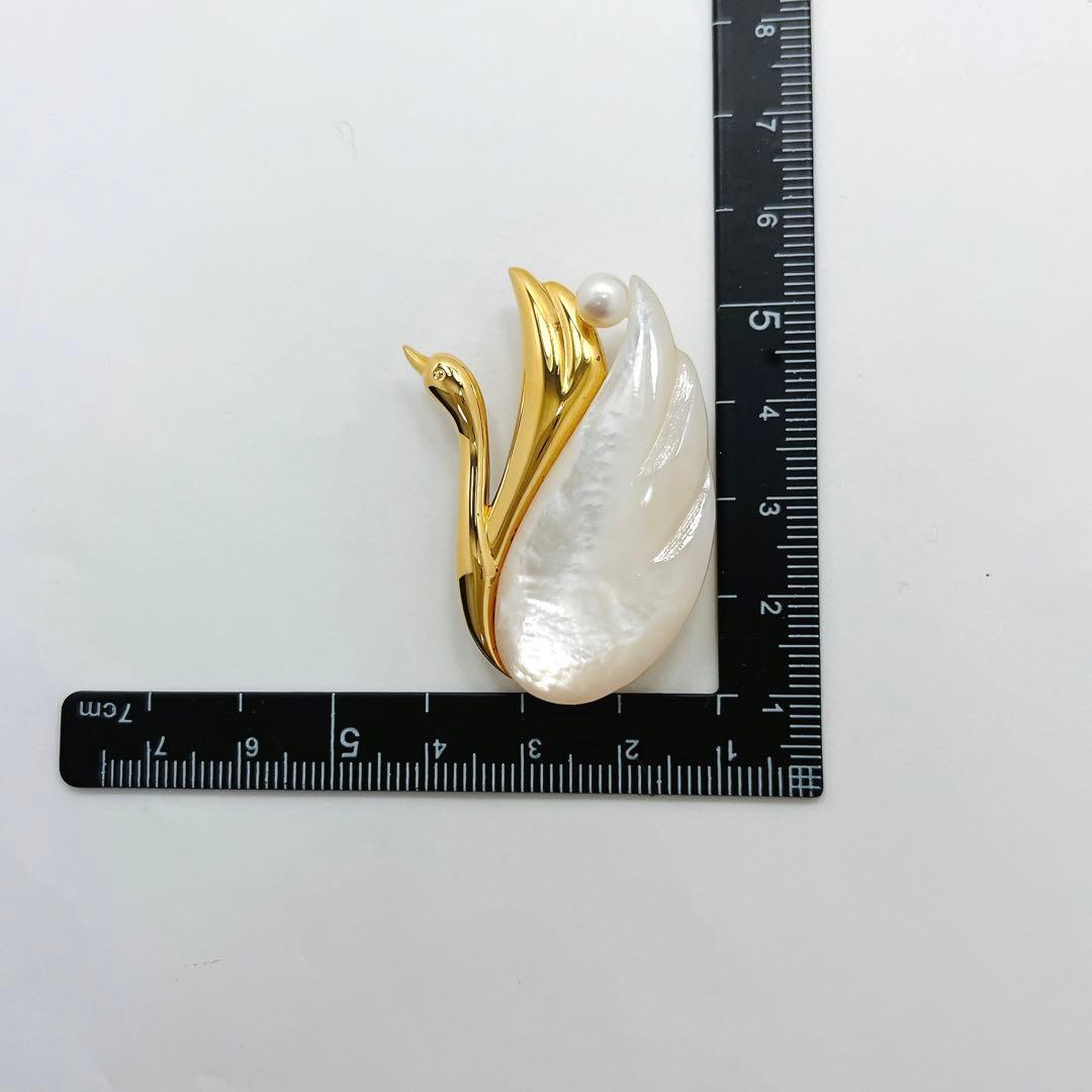 田崎真珠 TASAKI タサキ パール ブローチ スワン 白鳥 シェル