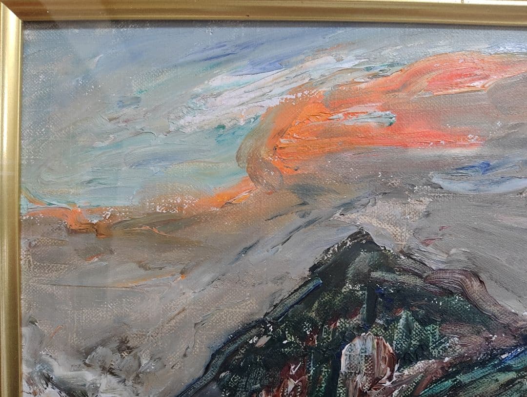 油彩画 小西安夫 エビー高原(韓国岳)