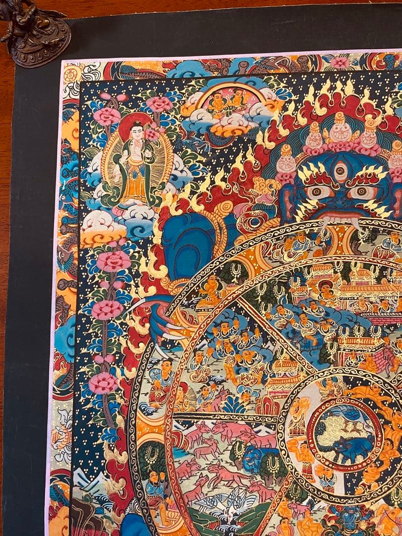 チベット密教 仏教 密教 新品 手描き　肉筆画 タンカ 曼荼羅 六道輪廻図 D1