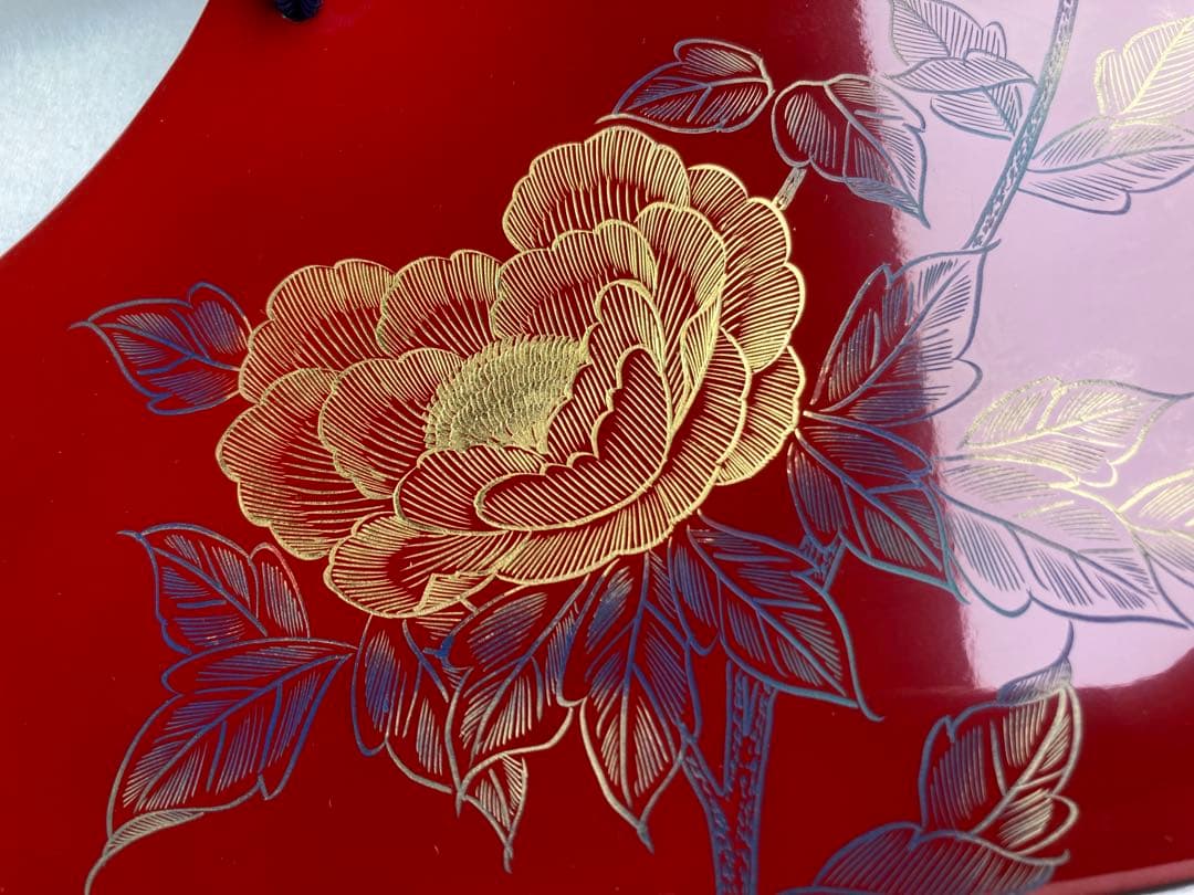 川連漆器　衣紋掛け　着物ハンガー　朱　うるし塗装　天然木　約80㎝