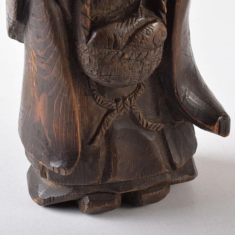 仏教美術 木彫 観音菩薩立像 仏像 在銘 正元作 置物 C 8261 仏教美術