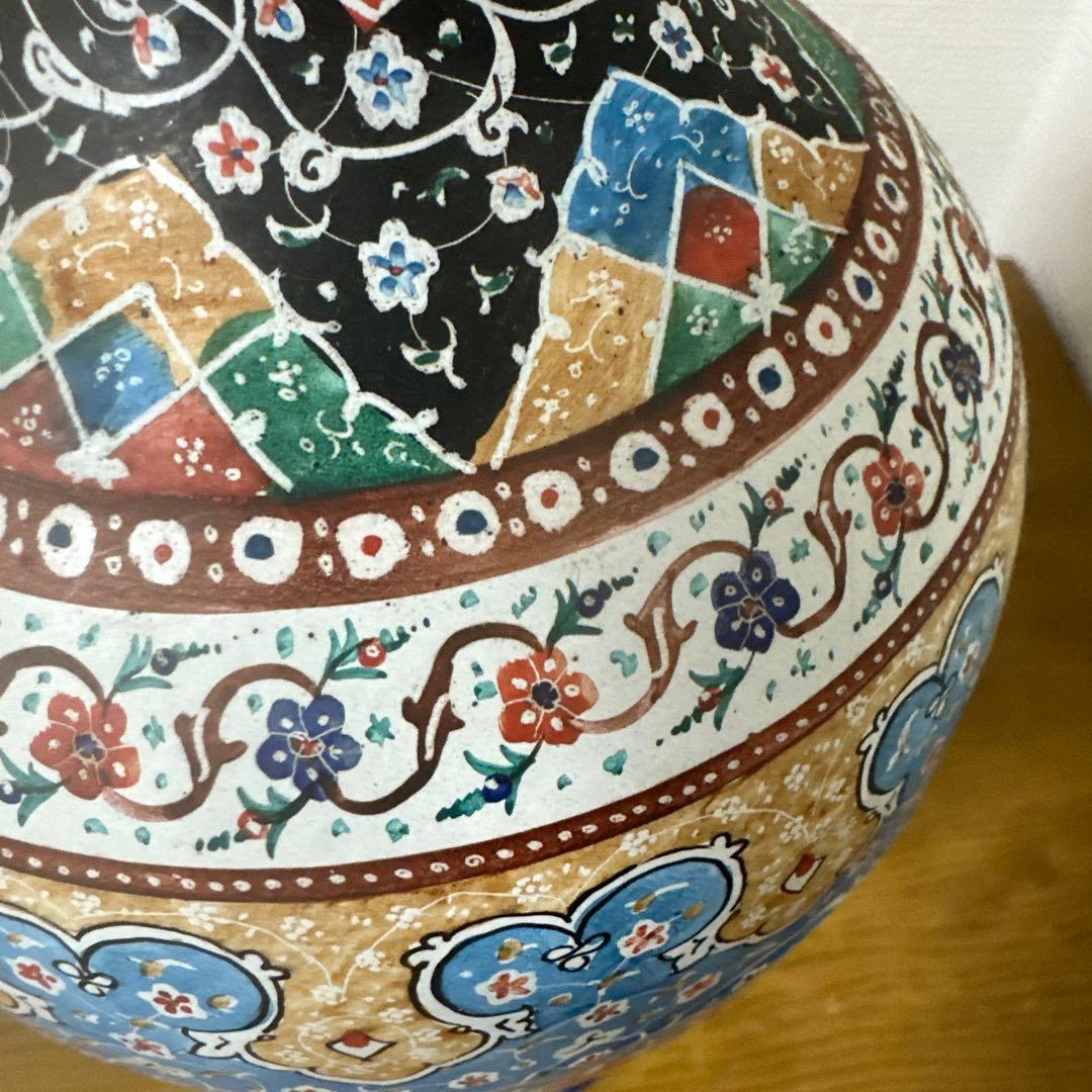 イラン製 ミナカリ 七宝焼 銅製 花瓶 ビンテージ 1970年代 高さ30cm