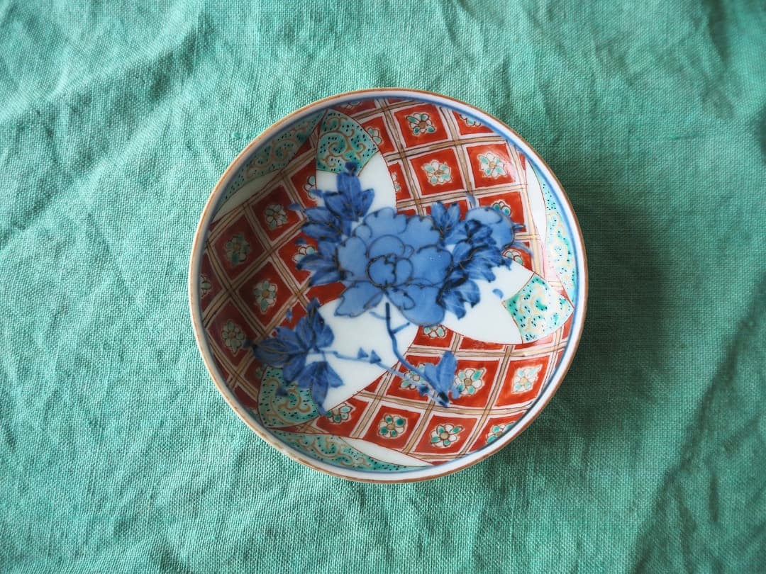 小皿 大聖寺伊万里 染錦 栗絵 明治 古伊万里 輪花 小皿 大聖寺伊万里 染