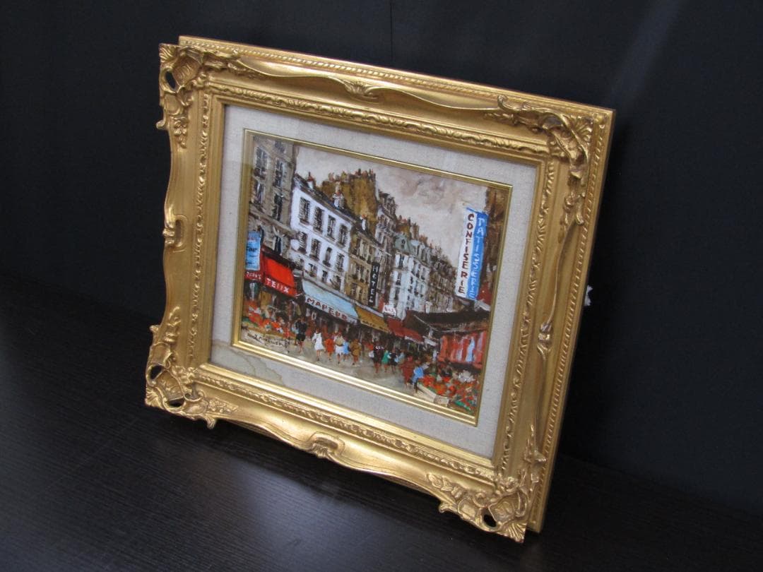 油彩画 中西良招 『買物する人々』F3 サイズ