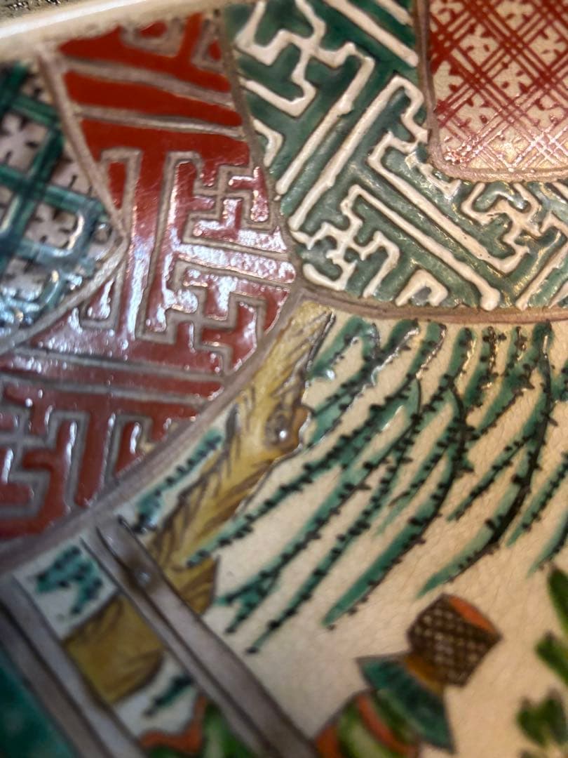 35㎝　貴婦人図　色絵大皿　飾り絵皿　時代物　当時物　有田焼　九谷焼　中国美術