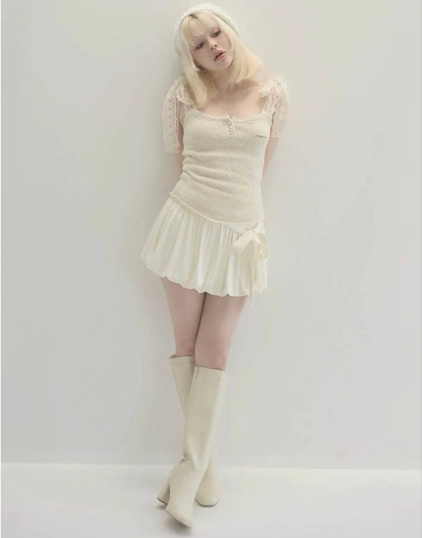 即日発送アイボリーCotton ribbon tank andmary