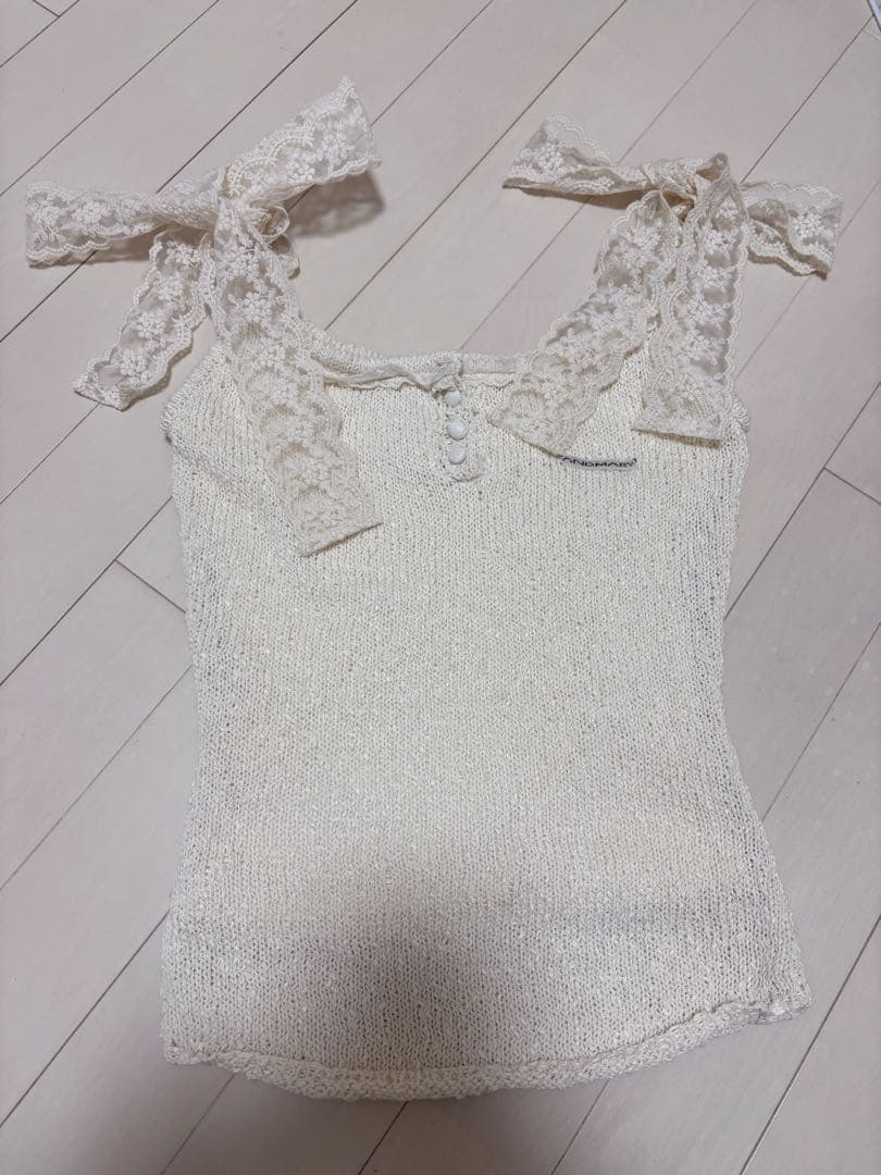 即日発送アイボリーCotton ribbon tank andmary
