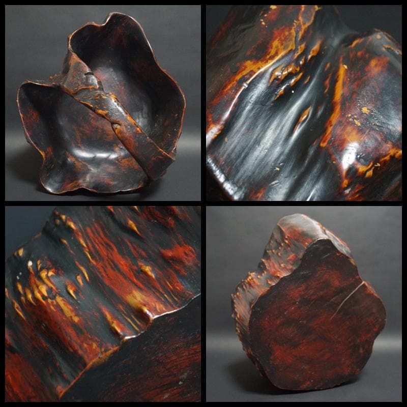 大きな自然木切株 変木 奇形木 くり抜き バスケット籠 カゴ 花籠果物籠