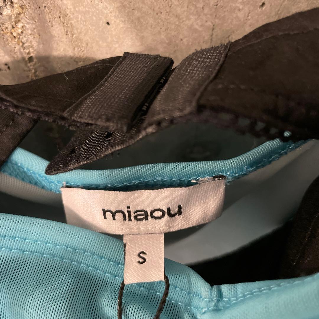 Miaou 青色 花柄 シースルータンクトップ