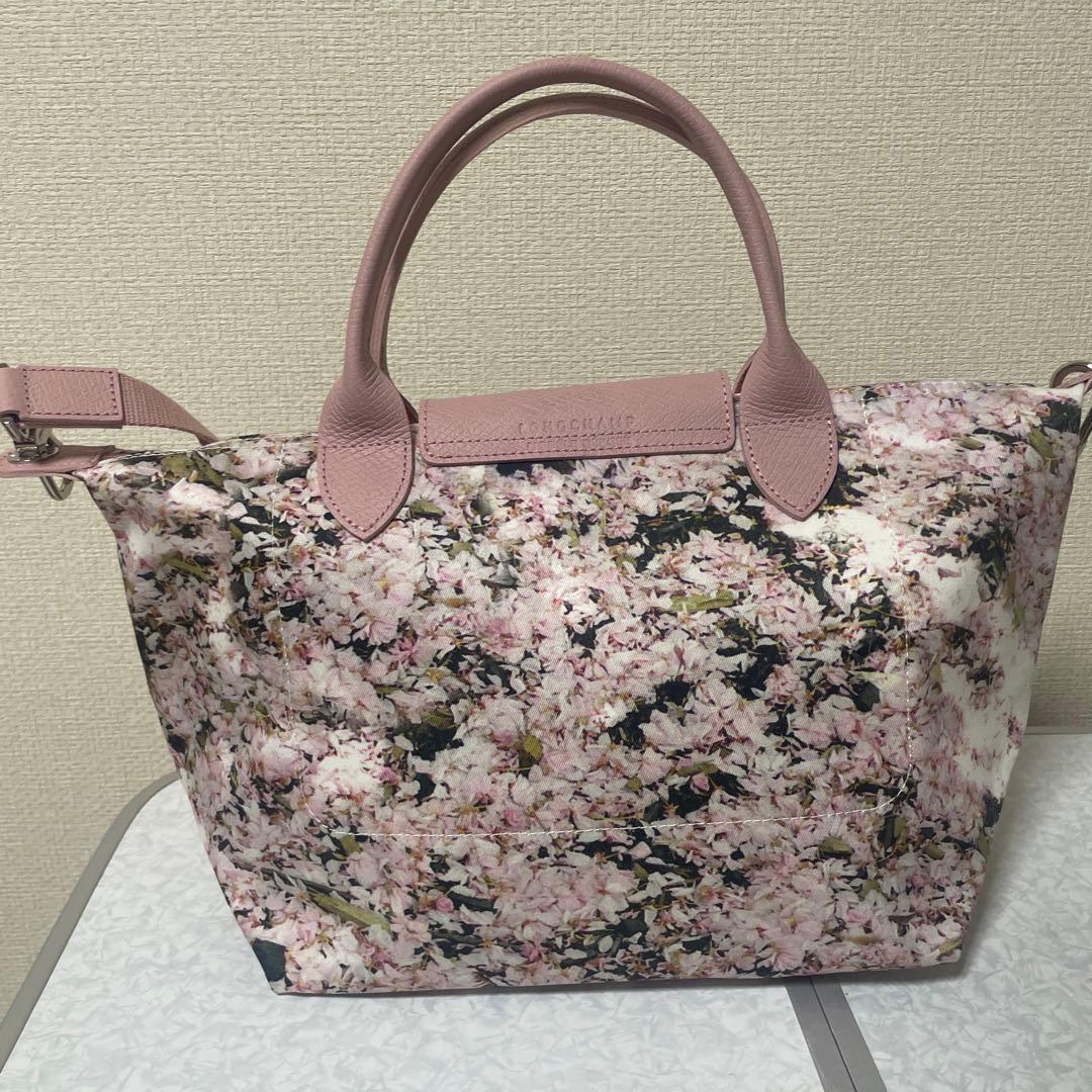 未使用ロンシャンレア柄さくらハンドバッグ