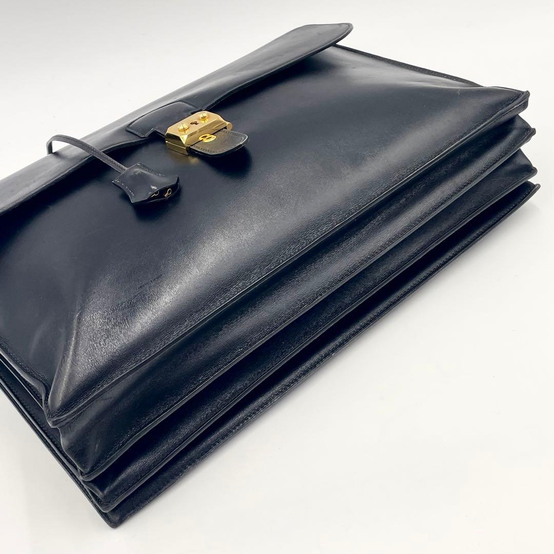 HERMES エルメス サックアデペッシュ41 ボックスカーフ ビジネスバッグ黒