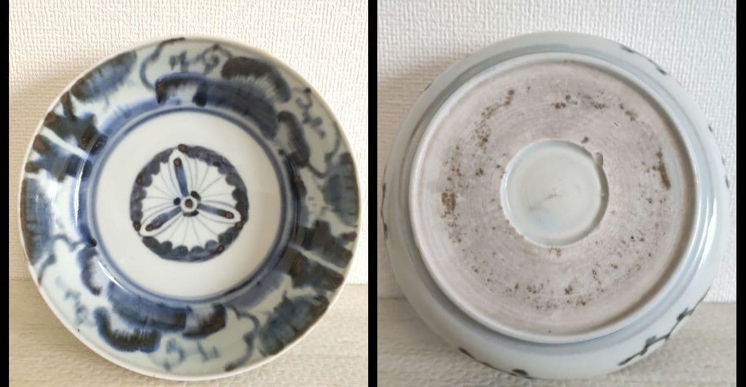 お値下げしました、5枚組　古伊万里　染付　花文　なます