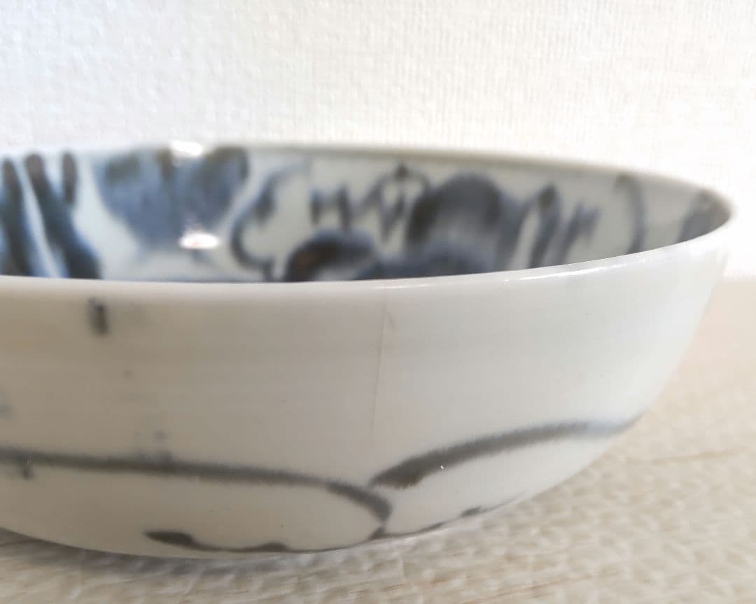 お値下げしました、5枚組　古伊万里　染付　花文　なます