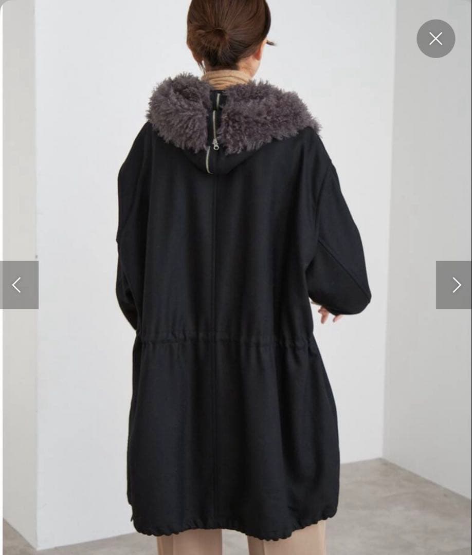 IENA ファー付きモッズコート ブラック38サイズ