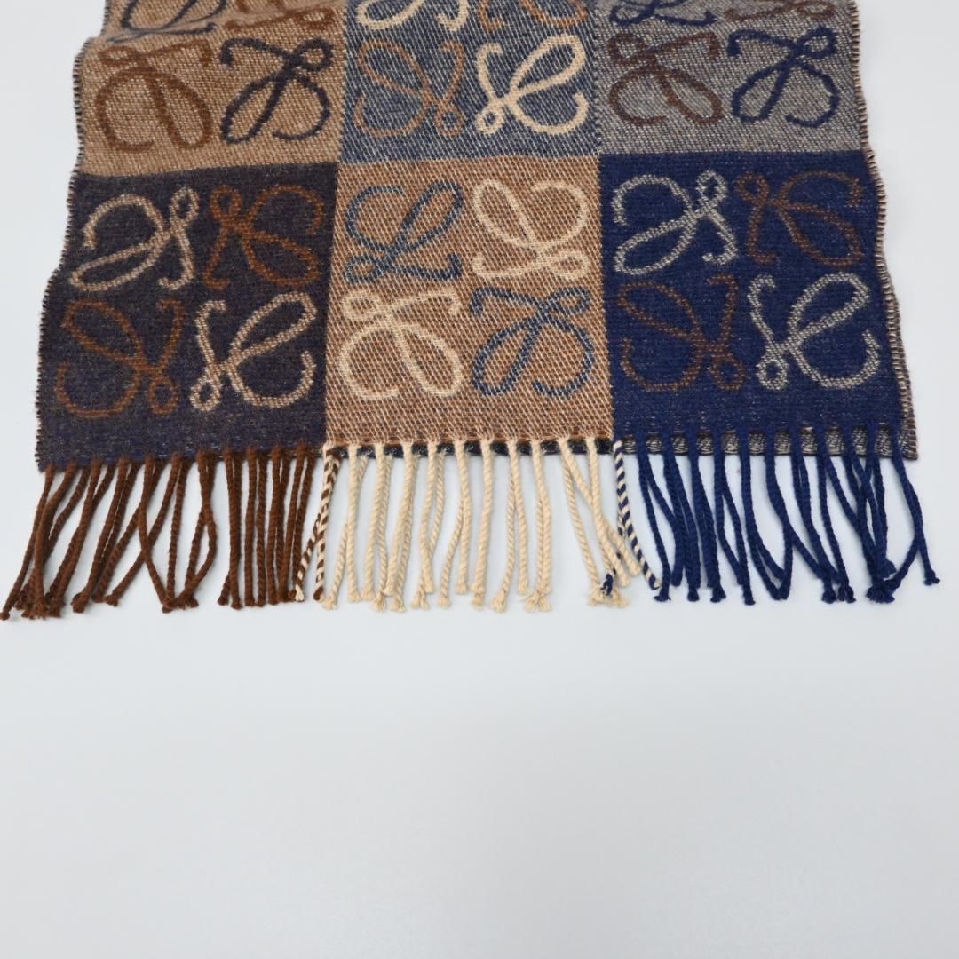 □ 47978☆LOEWE ロエベ マフラー アナグラム柄 カシミヤ90%