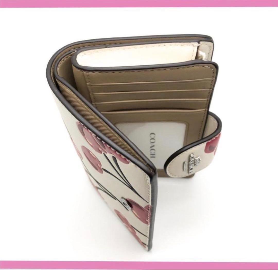 コーチ レザー財布 COACH チェリー プリント さくらんぼ 二つ折り財布