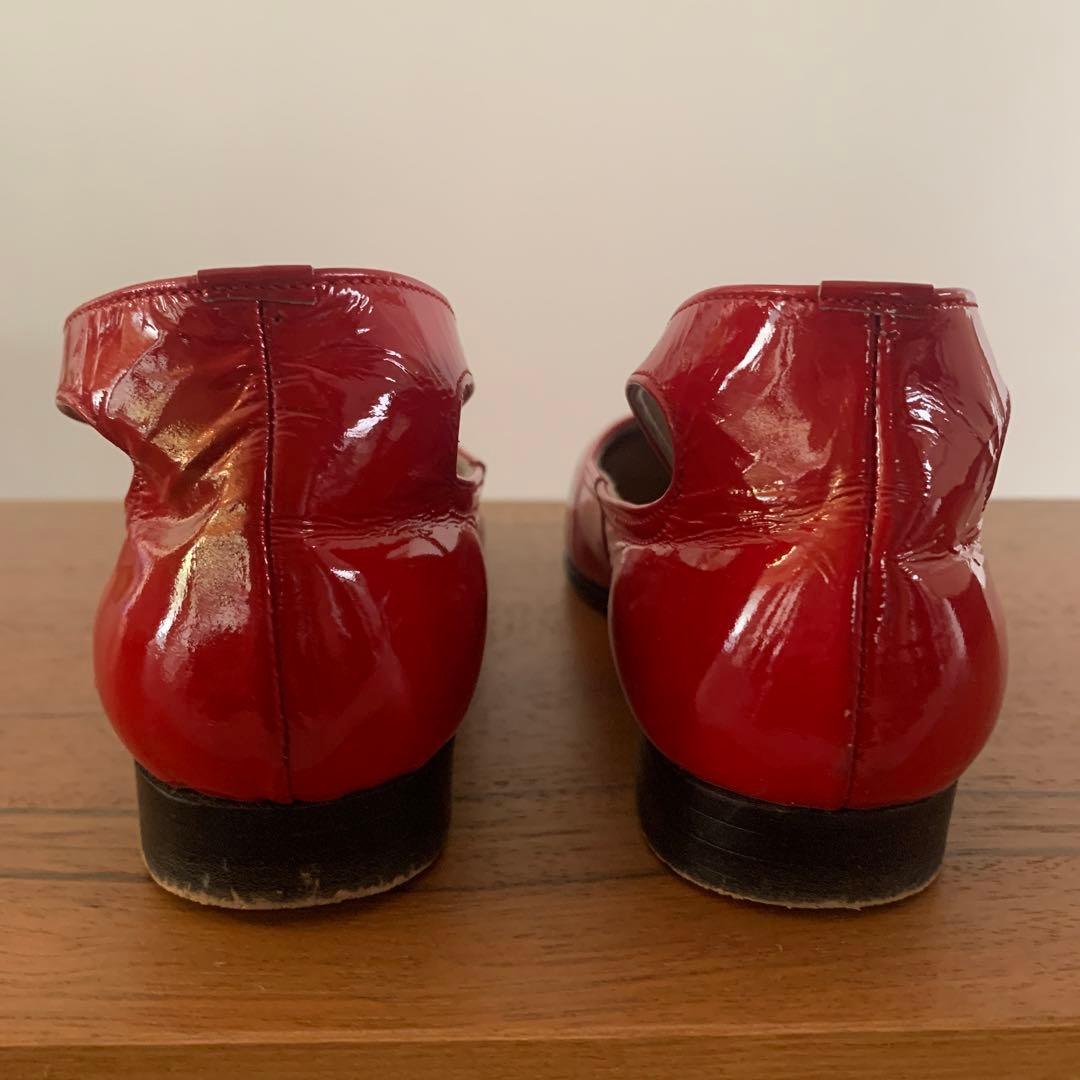 昭和 レトロ 赤い靴 革靴 ヴィンテージ アンティーク 本革 トータス