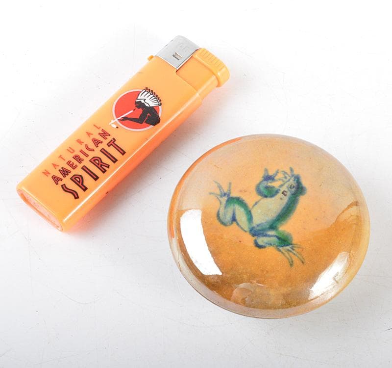 茶道具　九谷焼　蛙香合　時代箱　M　R4779