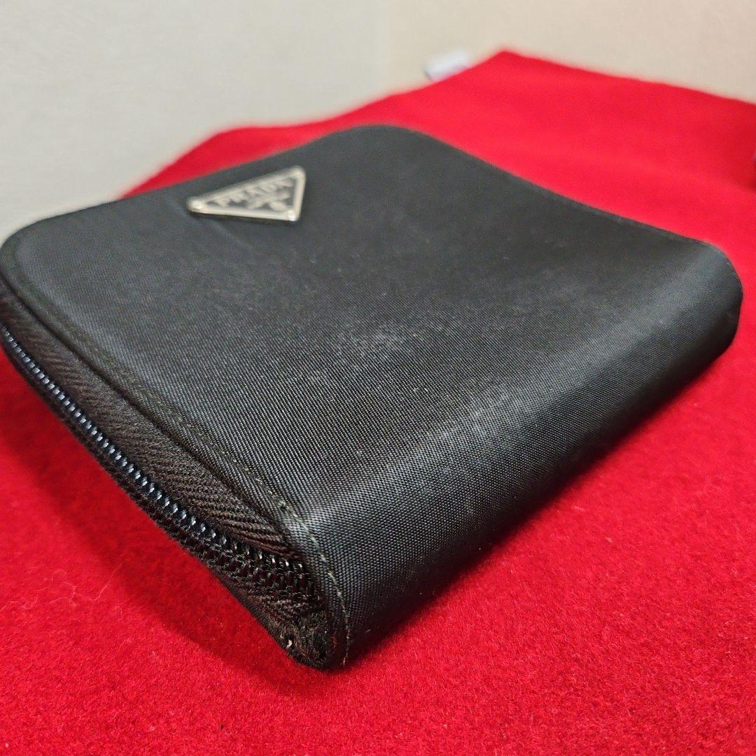 PRADA プラダ 二つ折り財布 ステートナイロン 三角ロゴ ラウンドファスナー