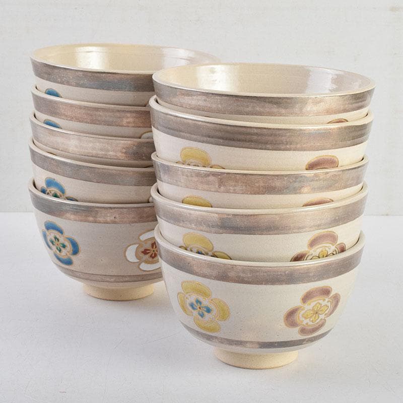 茶道具 犬山焼 犬山本窯 尾関作十郎造 数茶碗 十客 共箱