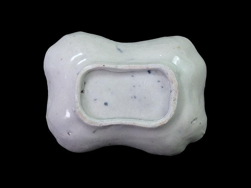 古伊万里　型刷印判　松葉に幾何学文様の図　変形皿　D228AS-CWj