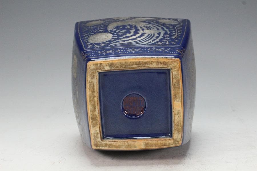 中国美術 瑠璃釉 銀彩 纏枝蓮花鳳紋 瓢瓶(K-XA832)