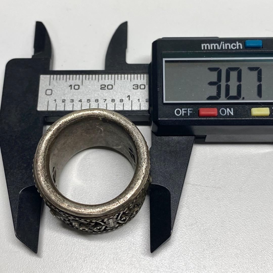 古美術アンティーク清代の指輪 蝙蝠 寿紋（福寿）銀製 「光緒 天寶 足銀 」