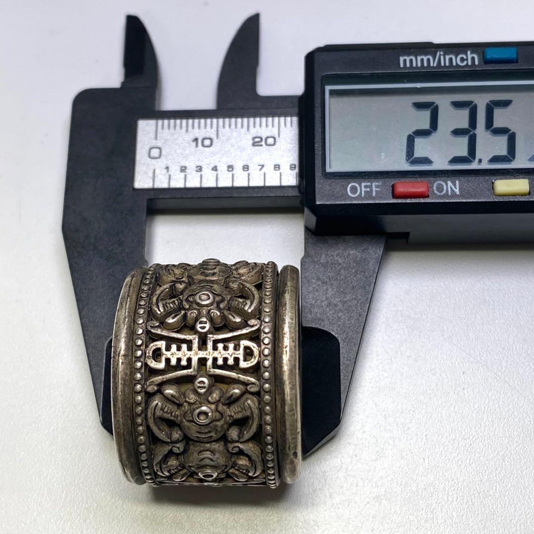 古美術アンティーク清代の指輪 蝙蝠 寿紋（福寿）銀製 「光緒 天寶 足銀 」