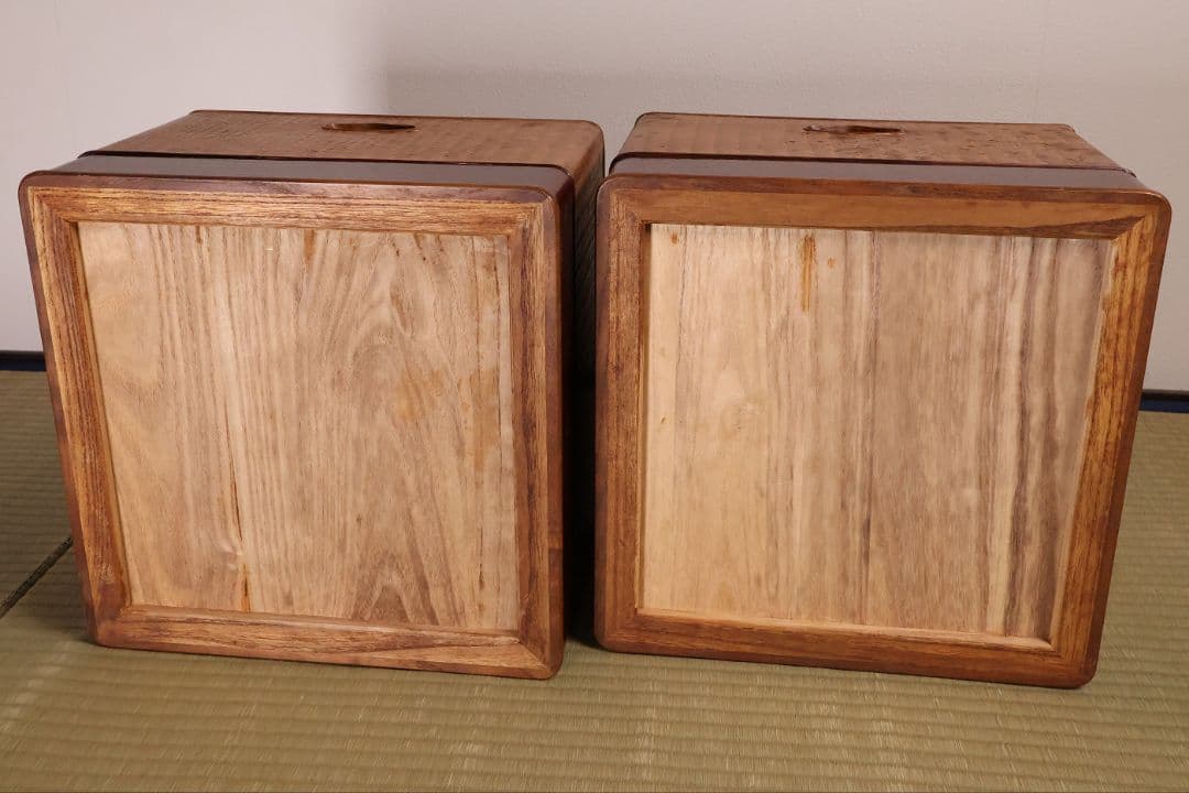 平安 象彦造 桑 網代 角形 火鉢 一対 幅32cm 古民具 木製【MB105