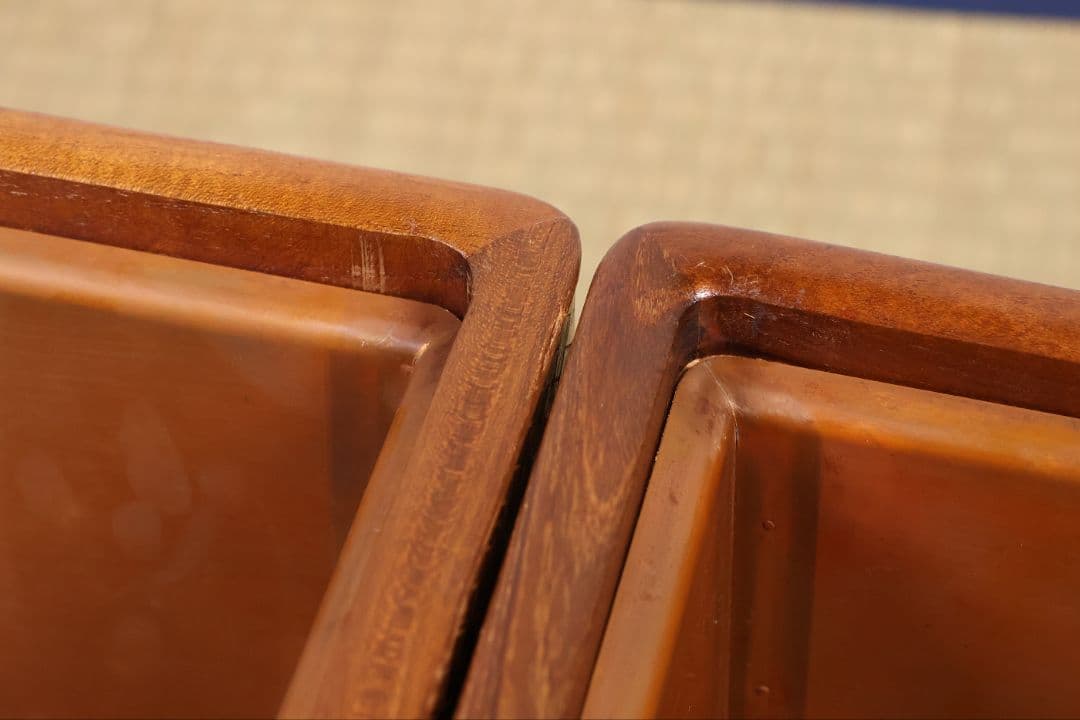 平安 象彦造 桑 網代 角形 火鉢 一対 幅32cm 古民具 木製【MB105