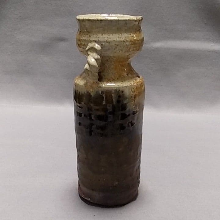 西岡良弘　氏作　朝鮮唐津耳付花生　唐津焼花入　茶道具　陶器　唐津焼