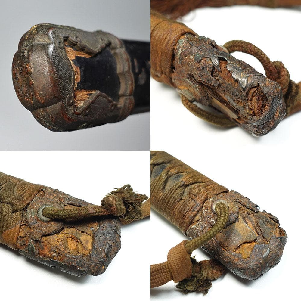 海軍太刀拵　旧日本軍　旭日大切羽　刀緒　軍刀拵　一環吊　全長96.5cm　海軍刀