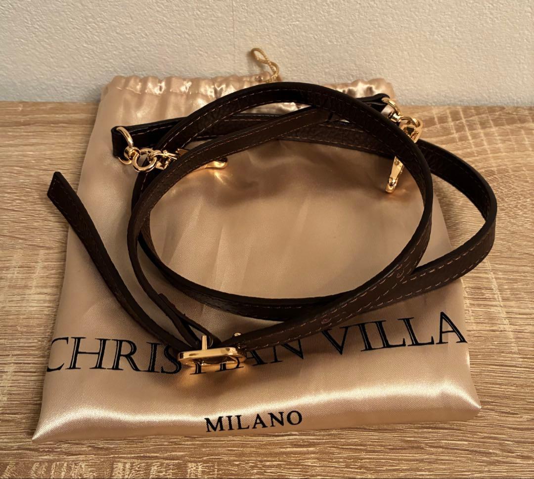 CHRISTIAN VILLA ダークブラウン ボストンバッグM