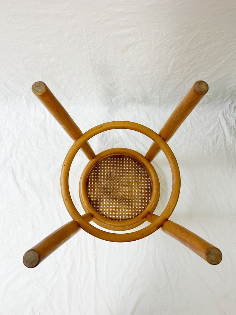 『秋田木工』ラタン編み　ハイスツール　廃盤品　ブナ材　vintage