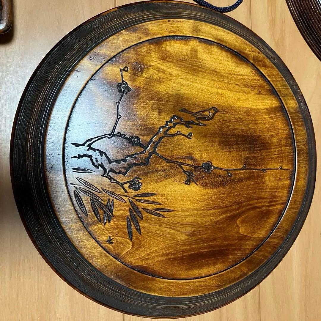 烏城彫　盆　鏡　5点セット