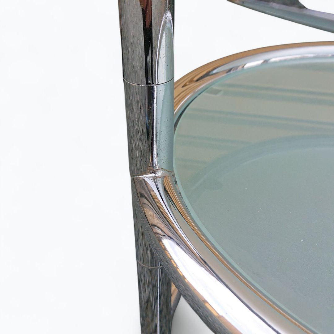 ミッドセンチュリー 4段 ガラス ラウンドテーブル 丸テーブル 可変式