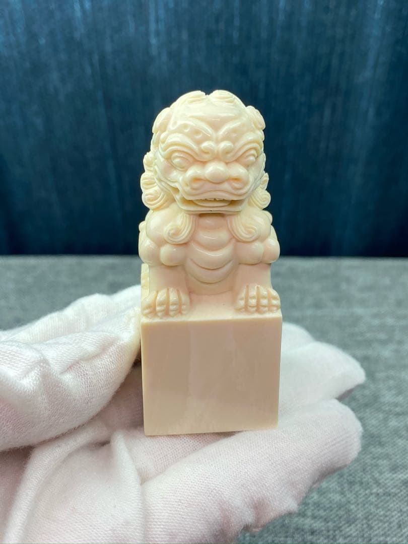 天然マンモス牙美しい手作り彫刻 2万事うまく行く·ライオンの印鑑
