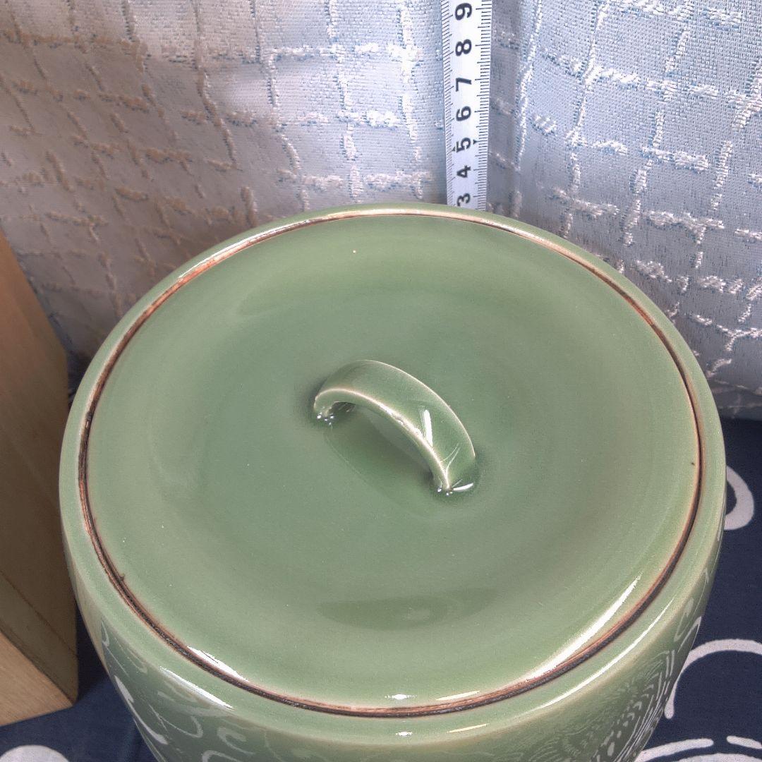 骨董7緑色 陶器 水差し 木箱付き - メルカリ