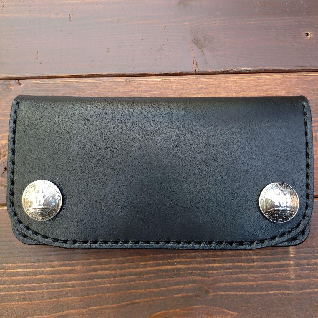 栃木オイルレザー❗️セミロングトラッカーウォレット❗️総手縫い[ハンドメイド品]