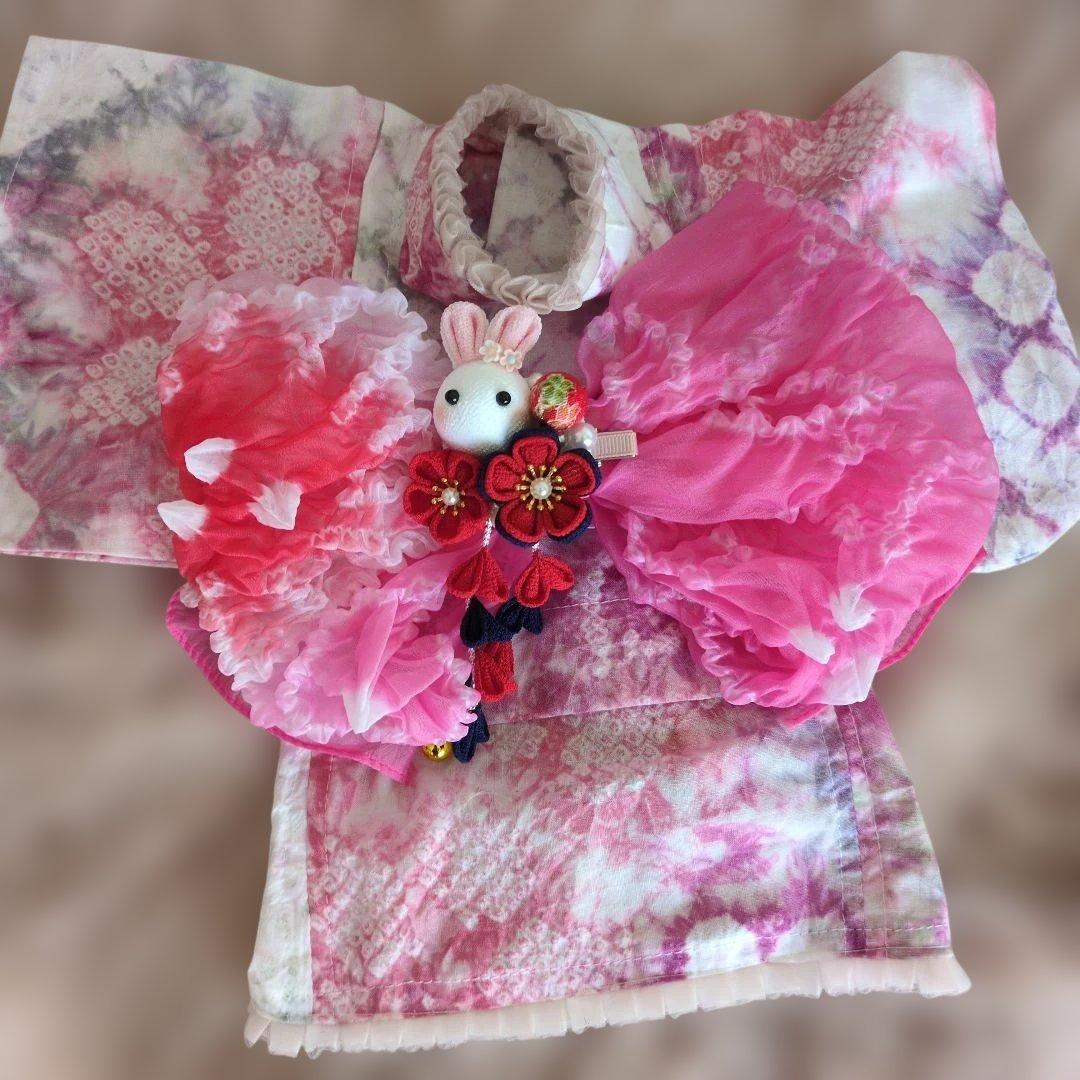 最終お値下げ♥️petittiara有松絞り浴衣、2Sサイズ新品 utatane 有松絞り 浴衣3点セット ( ゆかた・帯・下駄 ) 藍色に隠れる四