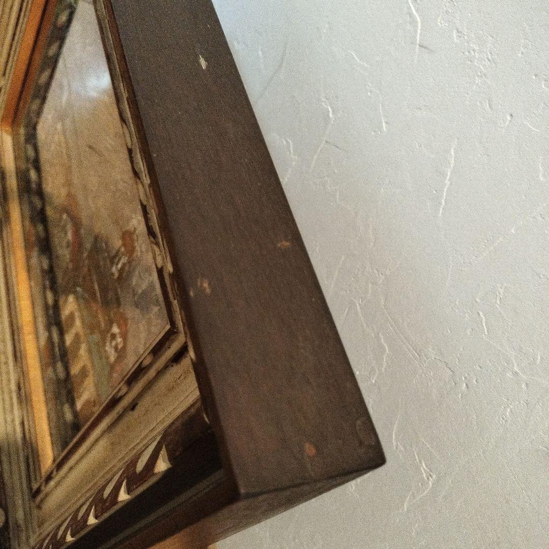 油絵　街並み　額付き