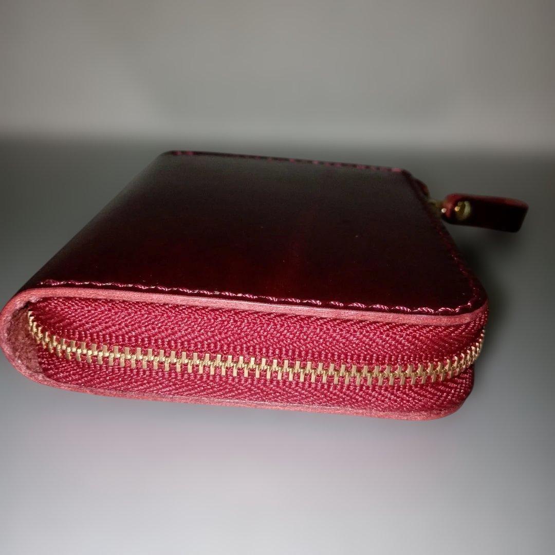 ルガトショルダー　ワイン　L字ファスナー　コンパクト財布　　栃木レザー　小銭入れ