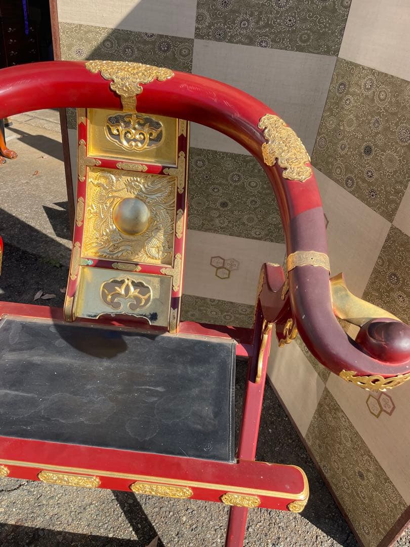 寺院仏具 ルーツ型本曲録 平安寺 住職/僧侶の椅子 漆塗/金箔/