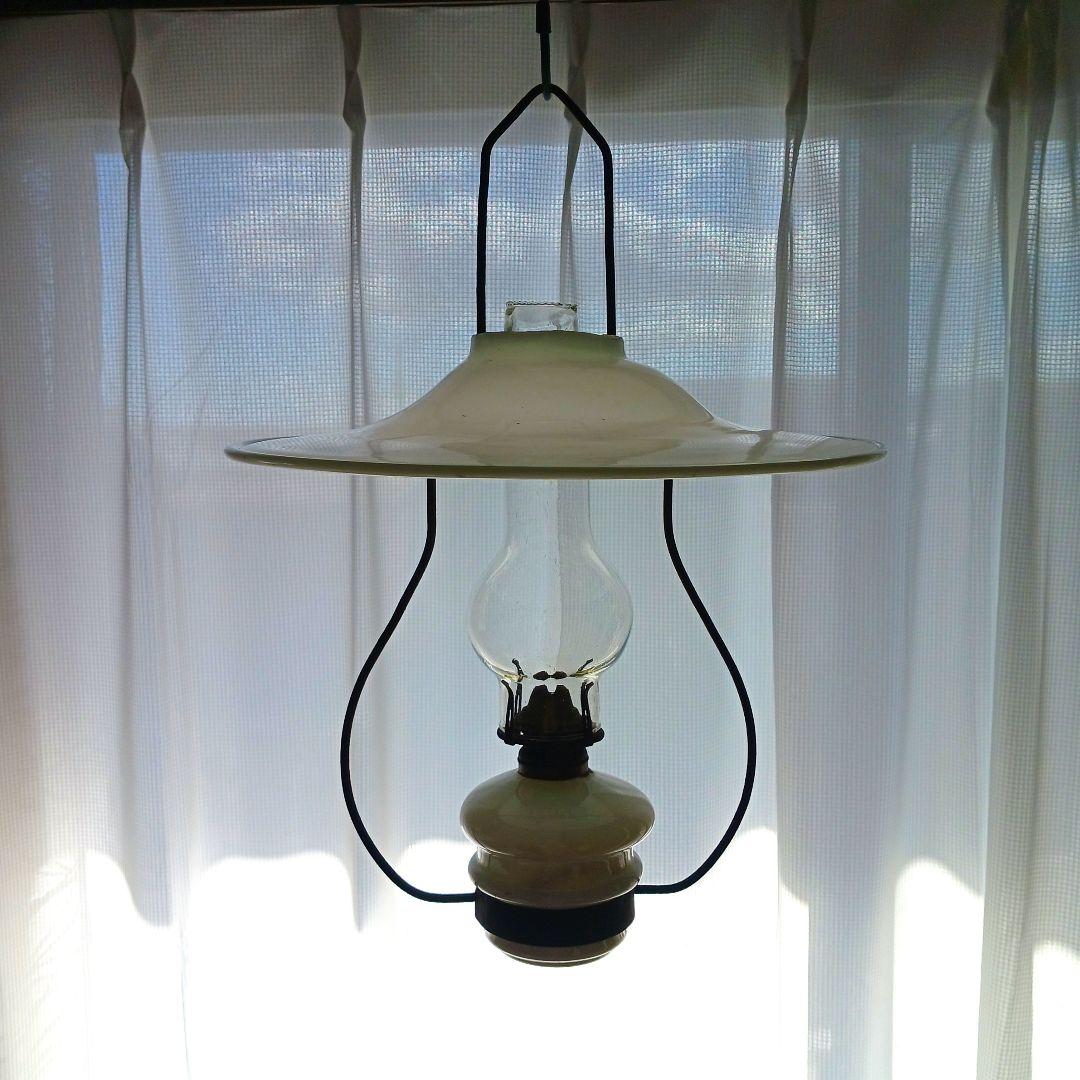 アンティーク吊りオイルランプ ミルクガラス - メルカリ
